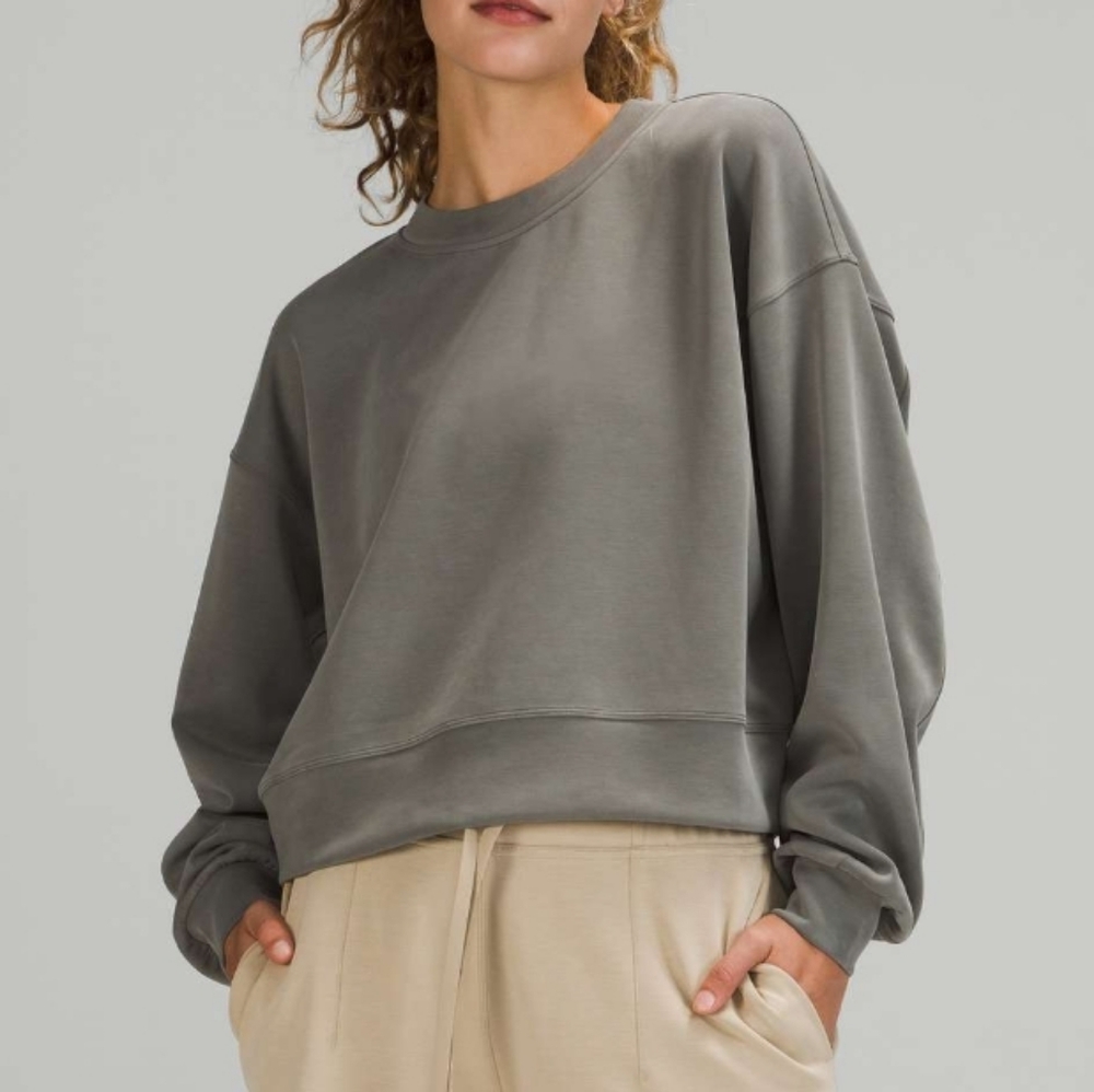Lululemon Softstreme Perfectly Oversized Cropped Crew - Grey Sage (2)